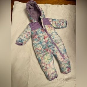 Snozu 3/6 month snowsuit coveralls tie dye purple baby